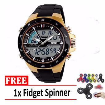 SKMEI Jam Tangan - AD1016 - Black Gold + Free 1x Fidget Spinner  