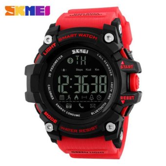 SKMEI Jam Tangan Olahraga Smartwatch Bluetooth - DG1227 BL - Hitam merah  