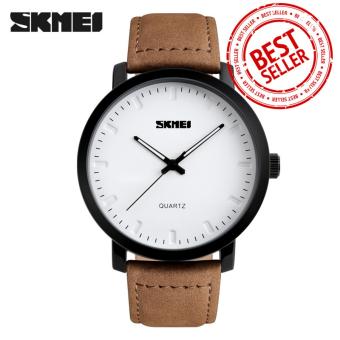 SKMEI - Jam Tangan Pria dan Wanita - Strap Kulit - Cokelat Putih - 1196_Brown  