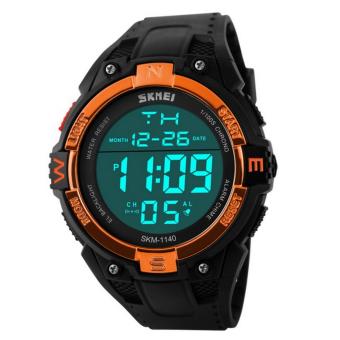 SKMEI - Jam Tangan Pria - Hitam-Orange - Rubber Hitam - 1140  