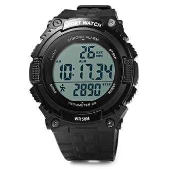 SKMEI Jam Tangan Pria S-Shock Sport Watch 3D Pedometer Male Wristwatch 1112 - Black  