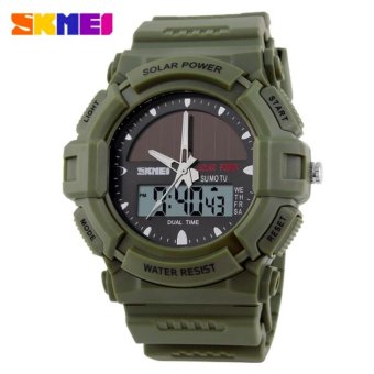 SKMEI Jam Tangan Pria Solar Power Sport LED Watch Water Resistant 50m AD1050E - Army Green  