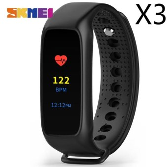 SKMEI Men Sports Smart Wrist band Color Screen LED Display Heart Rate Monitor Watches Touch Screen Bluetooth IOS Android L30T,3pcs/pack - intl  