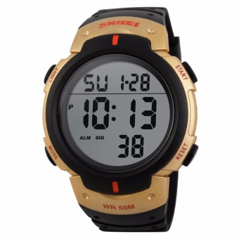 SKMEI Outdoor Sports Watches Men LED 50M Waterproof Digital Pedometer Wristwatches Chronograph Military Army Watch - intl  