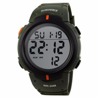 SKMEI Pioneer Sport Watch Water Resistant 50m Jam Tangan Sporty Pria Strap Silicon DG1068 - Hijau Army  