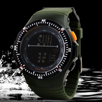SKMEI pria 50 m tahan air jam tangan olahraga militer EL Digital LED cahaya berenang menyelam jam tangan Digital (hijau) - International  
