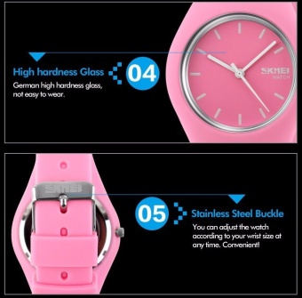 SKMEI Unisex Lovers Waterproof Silicone Strap Wrist Watch -Pink 9068  