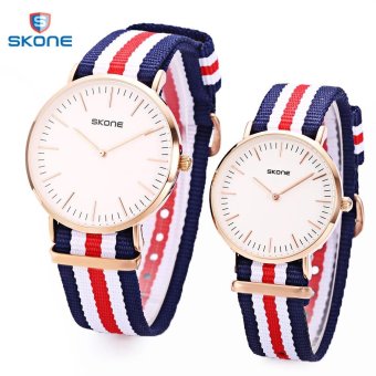 SKONE 6165 Couple Quartz Watch Daily Waterproof Concise Style Nylon Band Japan Movt Wristwatch (Red) - intl  