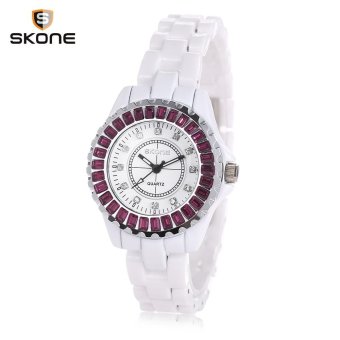 Skone 7240 Women Quartz Watch Artificial Diamond Dial Crystal Bezel Alloy Band Female Wristwatch (Purple) - intl  