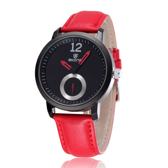 SKONE Brand Casual Women's Quartz Analog Leather Wristwatch Small Dial Decoration 501505(Red)  