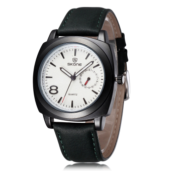 SKONE Brand men Genuine Hand Real Small Date Dial Watches date calendar displaying Quartz Watch white  