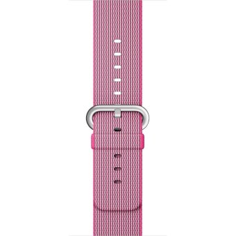 SOBUY 38MM Nylon Fabric Colorful Watch Band To Watch Apple Fabric-like Feel Wrist Strap With Metal Adapter Iwatch (Pink) - intl  