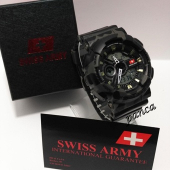 Spesifikasi Swiss Army SA 2099 - Jam Tangan Sport Pria Dual Time- Digital Analog - Corak Loreng  