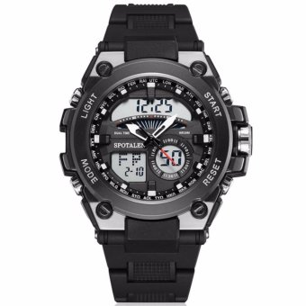 SPOTALEN 1610 Silicone Strap Sport Watch Brand Military Watch Men Water Resistance 30m Digital Military Multifunction Male Watches - ( black, grey )  