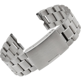 Stainless Steel Bracelet Watch Band Strap Straight End Solid Links 24mm Silver  