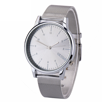 Stainless Steel Mesh Strap Ultra Thin Dial Business Watch (Silver) - intl  