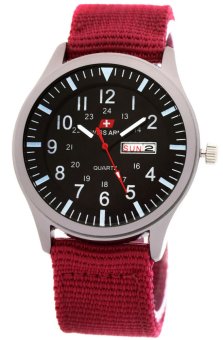 Swiss Army 7826 Man Jam Tangan Pria - Strap Kanvas - Merah Hitam  