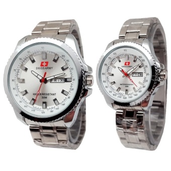 Swiss Army Couple - Jam Tangan Couple - Silver Stainless - Dial Putih - SA 4366 YD  