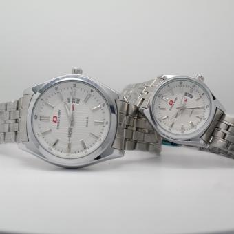 Swiss Army Couple SA 5229M Case Silver Plat Putih ( satu pasang )  