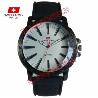 Swiss Army - Jam Tangan Analog Pria - Rubber Hitam - Dial Putih - Bezel Hitam SAX 1231-02  