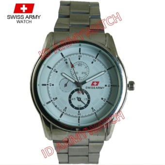 Swiss Army - Jam Tangan Analog Pria - Stainless Silver - Dial Putih - Bezel Silver SAX 1209-02  