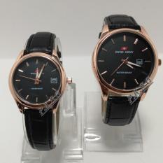 Swiss Army Jam Tangan Couple Original Strap Kulit SA 185 .