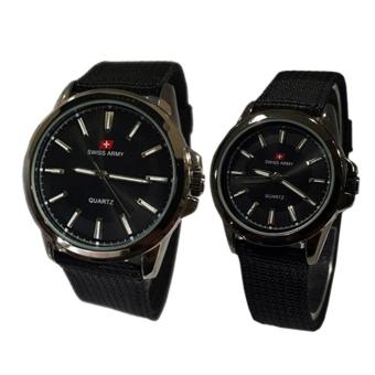 Swiss Army - Jam Tangan Couple Pria Wanita - Hitam - Strap Canvas - SA 4567DS  