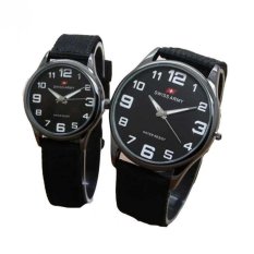 Swiss Army - Jam Tangan Couple Pria Wanita - Hitam - Strap Canvas - SA5093 Black