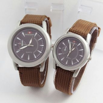 Swiss Army - Jam Tangan Couple - Strap Canvas - SA 1492 Silver Brown  