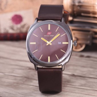 Swiss Army - Jam Tangan Pria - Body Brown - Brown Dial - Brown Leather - SA-9006B-BB-TGL-BROWN LEATHER-coklat tua  