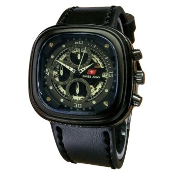 Swiss Army Jam Tangan Pria - Leather Strap - Black - SA 1448  