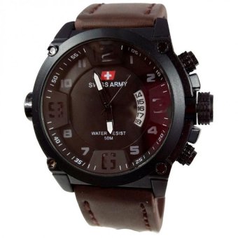 Swiss Army Jam Tangan Pria - Leather Strap - Dark Brown - SA 1446 DBW  