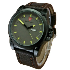 Swiss Army Jam Tangan Pria - Leather Strap - Light Brown - SA 1611 Dark Brown