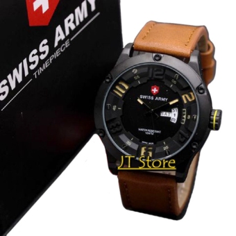 Swiss Army - Jam Tangan Pria Original - Strap Kulit - Coklat Muda SA 7565JTS  