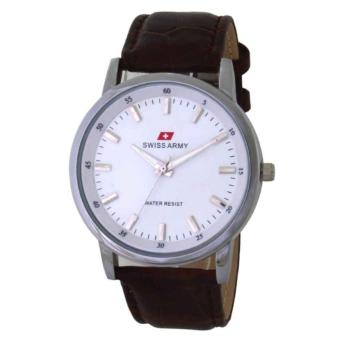 SWISS ARMY JAM TANGAN PRIA/MENS TALI KULIT ORIGINAL BODY STAINLESS TERPOPULER/TERBARU  