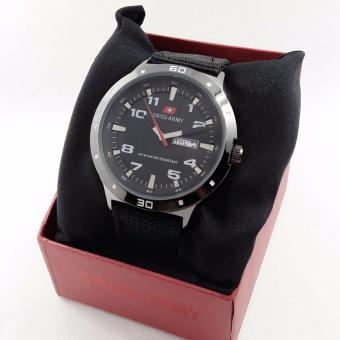 Swiss Army Man SA 0746 AD Strap Kanvas Jam Tangan Pria - Hitam  