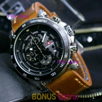 Swiss Army Men's Jam Tangan Pria Casual Chrono - Bonus Batrai - BB 0195 R - Hitam Coklat  