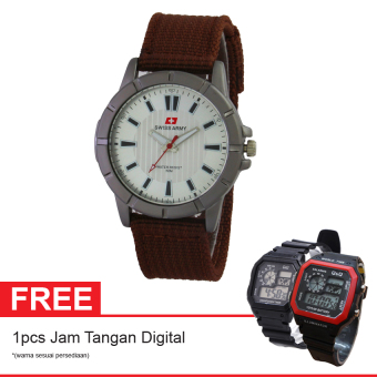 Swiss Army SA 7972 BRW SIL Free Digital Watch - Jam Tangan Wanita - Kanvas - Coklat  