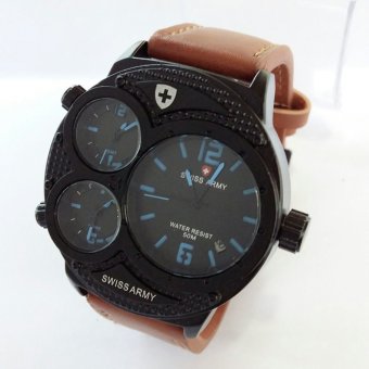 Swiss Army Sa 8023 Biru Jam Tangan Pria - Leather Strap - Coklat Muda  