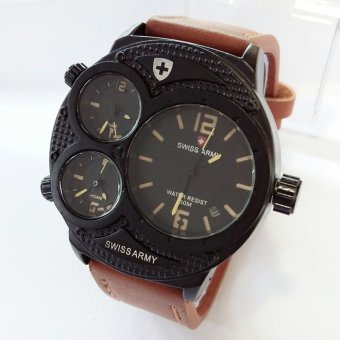 Swiss Army Sa 8023 cream Jam Tangan Pria - Leather Strap -Coklat Muda  