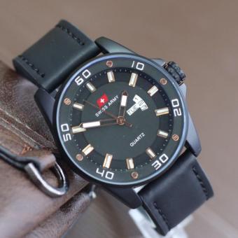 Swiss Army SA3373- Jam Tangan Fashion Pria - Leather Strap [Black]  
