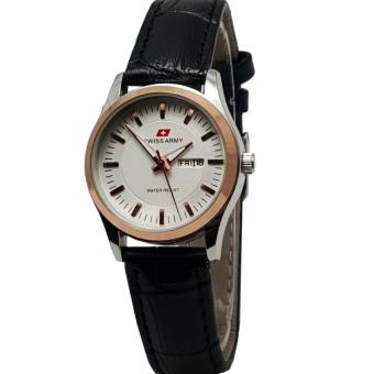 Swiss Army Tanggal Hari- SA 1818 b Jam Tangan Wanita - Strap Leather - Hitam Putih  