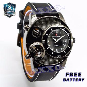 Swiss Army Unique Watch - Jam Tangan Pria - Hitam - Strap Kulit - SA 91002 L  