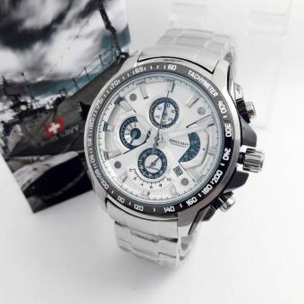 Swiss Navy - SN 8303 - Jam tangan elegant Pria - Stainless steal - Strap Rantai  