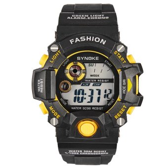 Synoke Sport Pu Round Dial LED for Men Watch ss9298_Yellow  