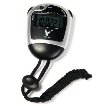 TF1101 Single Row 2 Memories LCD Electronic Stopwatch with Alarm Date Function (BLACK)  