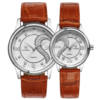 TIANNBU Ultrathin Leather Romantic Fashion Wrist Watches For Couple (Brown) - Intl  