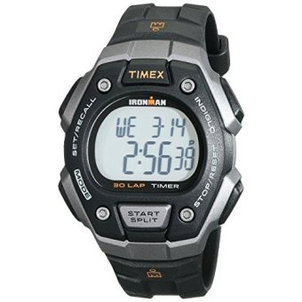 Timex Mens T5K8219J Ironman Classic Digital Silver-Tone Resin Watch with Black Band  