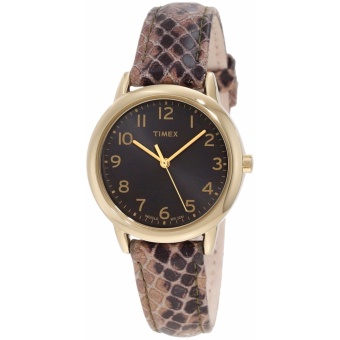 Timex Women's T2N965 Elevated Classics Taupe Python Patterned Strap Watch  