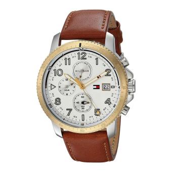 Tommy Hilfiger Watch Brown Stainless-Steel Case Leather Strap Mens NWT + Warranty 1791363  